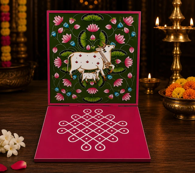 10pcs Pichwai Cow Diya Holder Varalakshmi Vratam, Pooja & Tambulam Return Gifts, Indian Wedding Favors, Manjal Kumkumam, Housewarming Gift