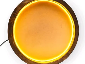 Round Pinewood Frame With LED Teakwood Finish